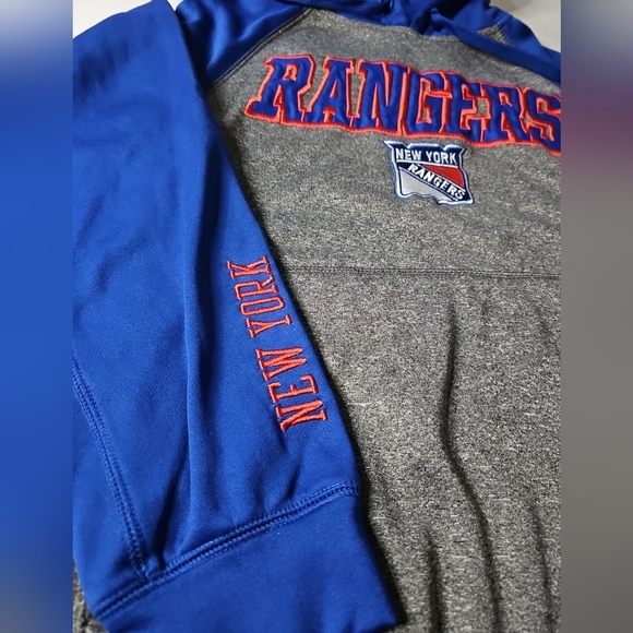 New York Rangers Hoodie Blue Gray NHL Pullover Hooded Sweatshirt Men's Sz Small - Picture 8 of 12